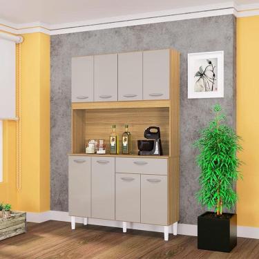 Imagem de Cozinha Ambiente Kit Cassia 8 Portas Damasco Off White  - Poquema