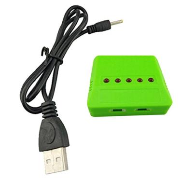 Imagem de Carregador 5 em 1 de bateria RC Lipo para peças X5C X5SW X4 H107 verde - Carga rápida - Íon de sobrecarga - Carregador de bateria de vários drones - Adequado para peças sobressalentes de drone RC e RC