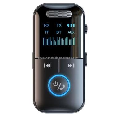Imagem de JTDAN Adaptador Aux Bluetooth BT 5.4 Transmissor Receptor de Áudio Sem Fio Estéreo Adaptador de Música Suporta Cartão TF com Tela LCD