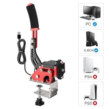 Imagem de CNSPEED Upgrade 2-in-1 64 Bit USB Handbrake for G920 Compatible With Xbox/Xbox series S/Xbox series X + PC System for Simulated Racing Games with Non-Contact Plus Hall Sensor with Clamp Black+Red