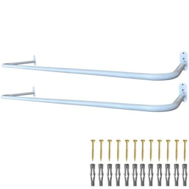 Imagem de 2 Araras Para Loja Fixas De Parede Cabideiros 80cm Closet Organizado (Branco)