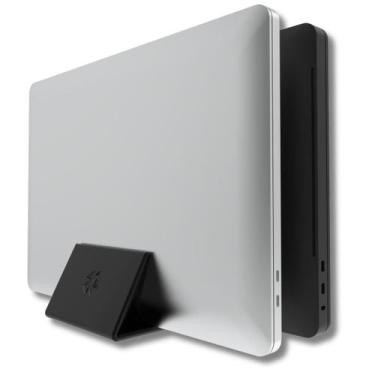 Imagem de Suporte de Mesa Duplo Para 2 Notebooks Fechado Vertical Apoio de mesa 