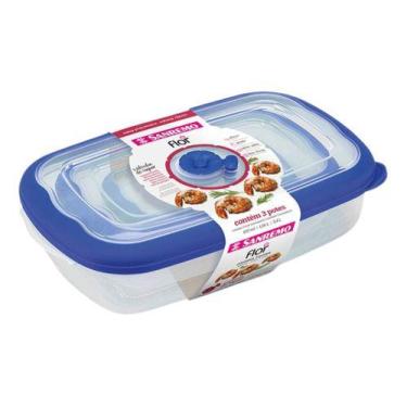 Imagem de Kit De 3 Potes Herméticos Plástico Marmita Transparente - SANREMO
