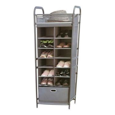 Imagem de Estante Organizadora Metal Tecido 12 Nichos Gaveta 128x45x34 - Members