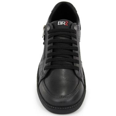 Imagem de Sapatênis Masculino Ziper Footwear Cadarço Em Couro Preto