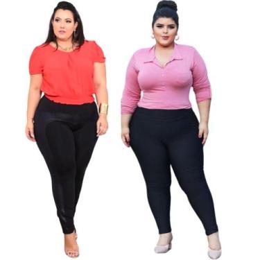 Imagem de Kit 2 Calça Montaria com Cirrê e Flanelada Térmica Plus Size - WM, G2,