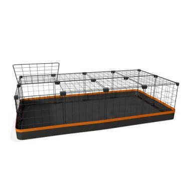 Imagem de Cercado 60x120x30 Cm Preto com Teto Bandeja Higiênica Nylon Laranja - 