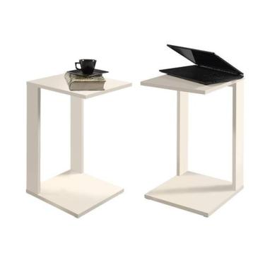 Imagem de Porta Revistas 2 Mesinhas Moderna Lateral Namur Off 65cm - Colomi