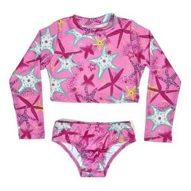 Imagem de Conjunto Infantil Menina Blusa Calcinha Proteção Solar Praia - Jagar, 