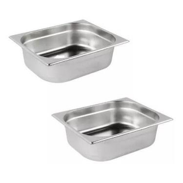 Imagem de Cuba Gastronômica Gn 1/2 100mm Inox Rechaud Buffet Kit 2 Pçs - GG Inox