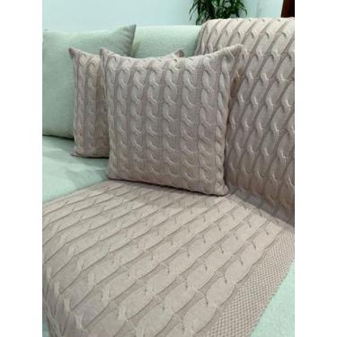 Imagem de Capa De Almofada Decorativa Tricot 45x45 Sofa Cama - Calu Tricot, Rose