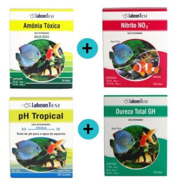 Imagem de Kit Amônia Água Doce + Nitrito + PH Tropical 15ml + Dureza Total GH - 