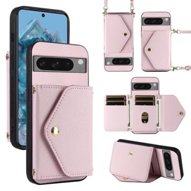 Imagem de Dibosom Capa carteira minimalista para Google Pixel 8 Pro 5G com alça de ombro, 6 compartimentos para cartões, fina e fina, suporte para cartão de crédito de couro PU para Pixel8Pro, Pixel8, XL, Eight