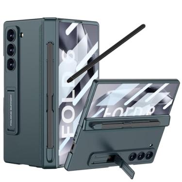 Imagem de YQODSZ Capa para Samsung Galaxy Z Fold 6 com suporte para caneta S + caneta Stylus, capa de telefone com tudo incluído, suporte com proteção de dobradiça, protetor de tela, compartimento para caneta,