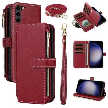 Imagem de Furiet Capa carteira para Samsung Galaxy S23 Plus S23+ 5G com alça de pulso, alça de ombro mais de 10 porta-cartões de couro PU com zíper capa de telefone para S23plus 23S + S 23 23+ SM-S916U 16.8 cm