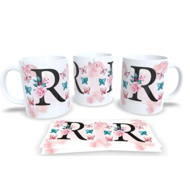 Imagem de Caneca Branca de Porcelana Personalizadas Alfabeto iniciais Nomes (R)