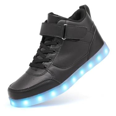 Imagem de GUANGJUFA Tênis de LED – Tênis iluminado, recarregável por USB, sapatos de dança para mulheres e homens, Preto, 13 Women/9.5 Men