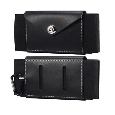 Imagem de Clipe de cinto pequeno para celular, coldre de couro, bolsa de cintura vertical para celular ao ar livre, preta, bolsa esportiva masculina para viagem para smartphone, bolsa de cintura com bolso e