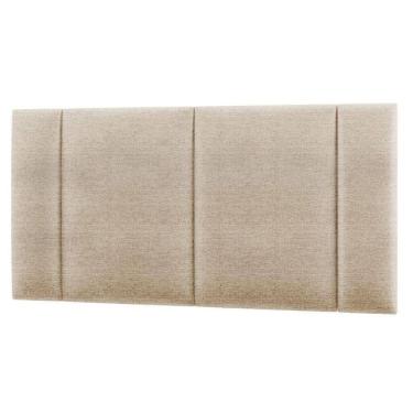 Imagem de Cabeceira Estofada Cama Box Casal Com Led Moderna 140 Cm Cor:linho Bege