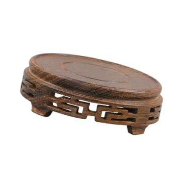 Imagem de Fenteer Suporte de exibição de ornamentos Suporte redondo para vasos de flores Centro de mesa prático Estatueta Escultura Exibição Base de madeira Suporte, L
