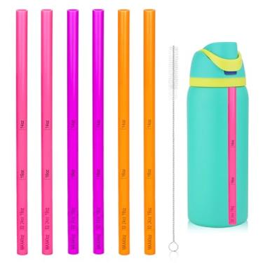 Imagem de 6 peças de substituição de canudo para garrafa de água Owala 680 g 947 ml, com escova de limpeza, canudos de copo de plástico reutilizáveis com peças de acessórios de escala para garrafa de água Owala