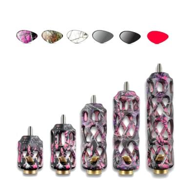 Imagem de SHARROW Estabilizador de arco para tiro com arco 5.1 cm 7.6 cm 10.2 cm 12.7 cm 15.2 cm Amortecedor de arco recurvo redutor de ruído acessórios de arco composto (camuflagem vermelha, 5 cm)