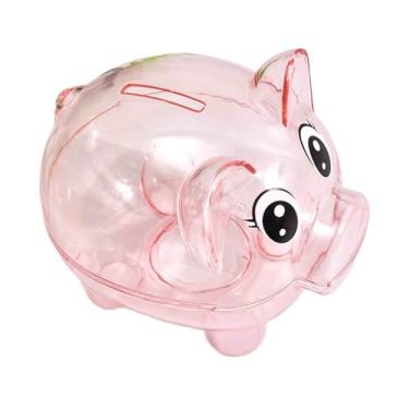 Imagem de ＫＬＫＣＭＳ Cofrinho animal banco de dinheiro armazenamento pode, presente do festival porco poupança pote mesa ornamento escultura de porco, caixa de dinheiro, ROSA