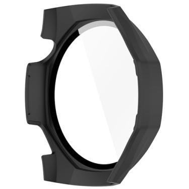 Imagem de Disscool Capa de cobertura total com protetor de tela compatível com Huawei Watch GT5 Pro 46 mm PC e capa protetora de vidro real acessórios para relógio inteligente (preto)