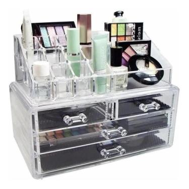 Imagem de Organizador de Maquiagem e porta batom com 4 Gavetas em acrilico - INO