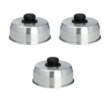 Imagem de 3 Abafador De Hamburguer Tampa Para Chapa Lanche Lanchonete - LUDINOX