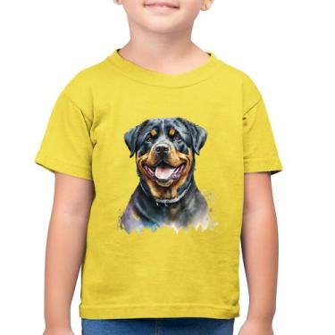 Imagem de Camiseta Algodão Infantil Cachorro Rottweiler - Foca na Moda, Amarelo 