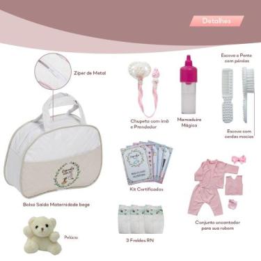 Imagem de Kit Saida Maternidade com Roupa, Bolsa Bege e Acessórios - Saída Mater