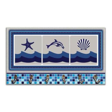 Imagem de Cabideiro de Parede Porta Chaves Toalhas Linha Náutica Marinheiro - Ma