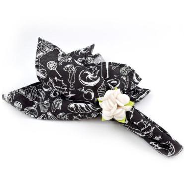 Imagem de Guardanapo De Boca Estampado 4 Unidades Preto E Branco - Recanto da Co