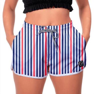 Imagem de Shorts Premium Verticais Azuis E Vermelhas W2 (feminino) - W2 Store