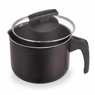 Imagem de Caneca Leiteira Antiaderente 14cm Com Tampa Vidro - Fortaleza, Preto