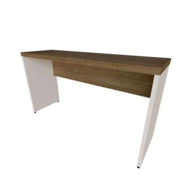 Imagem de Mesa para Notebook Natus Branca e Carvalho 120 cm - Bramov