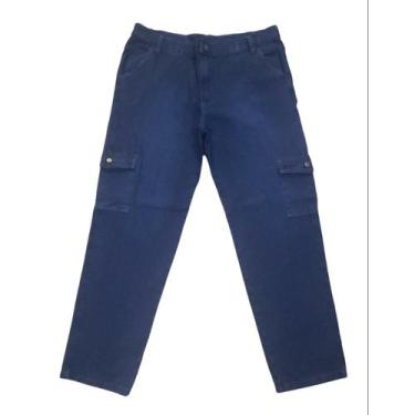 Imagem de calça jeans masculina cargo - Mandalun, Azul, 48