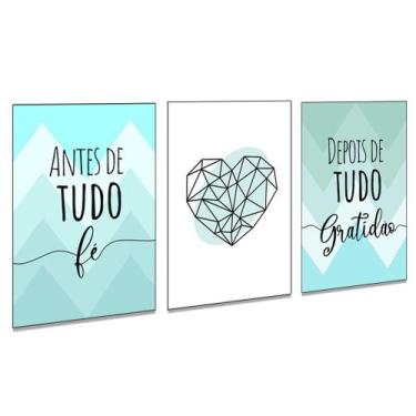Imagem de Quadros Decorativos Fé e Gratidão Sala Escritório Quarto Moderno Casal