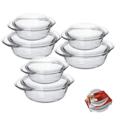 Imagem de 6 Travessa Vidro Terrina 2 de Cada Tamanho 1L e 2,3L Marinex - Nadir F