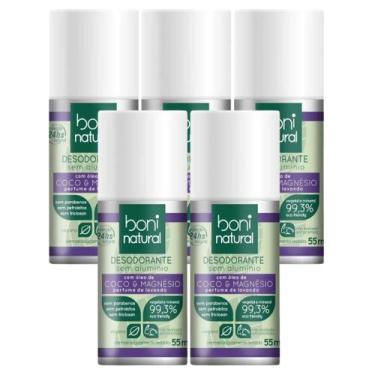 Imagem de Kit 5 Desodorante Boni Natural Roll-On Natural Coco E Magnésio Vegano 