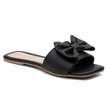 Imagem de Sandalia Rasteirinha Feminina Rasteira Papete Laço - Tornile, Preto, 3