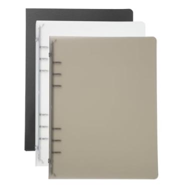 Imagem de Patikil Capa para fichário A5, 3 peças, PP, 6 anéis, protetor de folhas soltas, capa de anel redondo, recarregável, fichário fosco espesso para pasta de caderno de reuniões, multicolorido