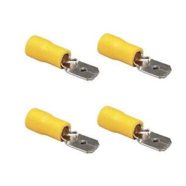 Imagem de Kit 4 Terminal Macho Eletrico Pré-isolado Para Fios 4mm A 6mm Amarelo 