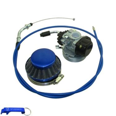 Imagem de Carburador de Carburador de Corrida Azul TC-Motor Filtro de Ar Cabo de Acelerador para 2 tempos 50cc 60cc 80cc Motocicleta de Bicicleta Motorizada