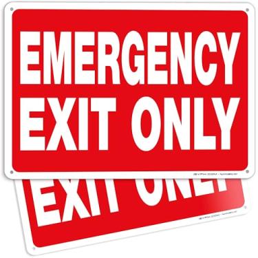 Imagem de iSYFIX Placa de saída de emergência apenas – pacote com 2 25 x 17 cm – placa de plástico poliestireno de 40 mm de espessura, laminado UV, resistente a arranhões e desbotamento, impermeável, interior e