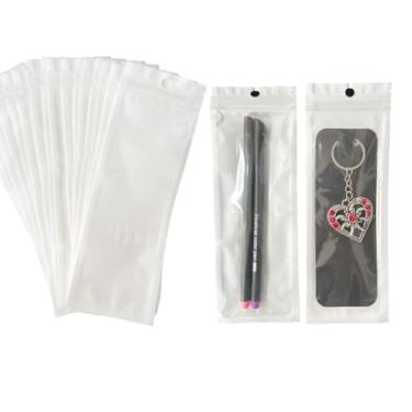 Imagem de 100 peças pequenas bolsas de joias de plástico, sacos resseláveis para pequenas empresas, bolsos com zíper para joyeria sacos de sementes para joias (50 peças - 7 x 20 cm)