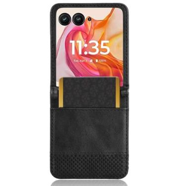 Imagem de Capas Compatível com MOTO Razr 50 Ultra.Estilo Retro Design de pé Leather Flip Case com slots de cartão de carteira.Capas para MOTO Razr 50 Ultra-Black