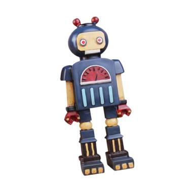 Imagem de XLWLLNJ Estátua robô cofrinho criativo vintage decorativo resina robô escultura pote de economia de dinheiro para prateleira casa mesa de festa interna, Azul