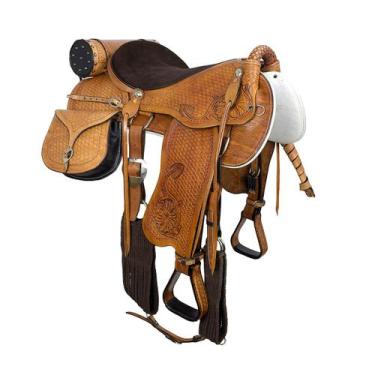 Imagem de Sela Australiana Entalhada com Alforge e porta bebidas SV01022 - Selar